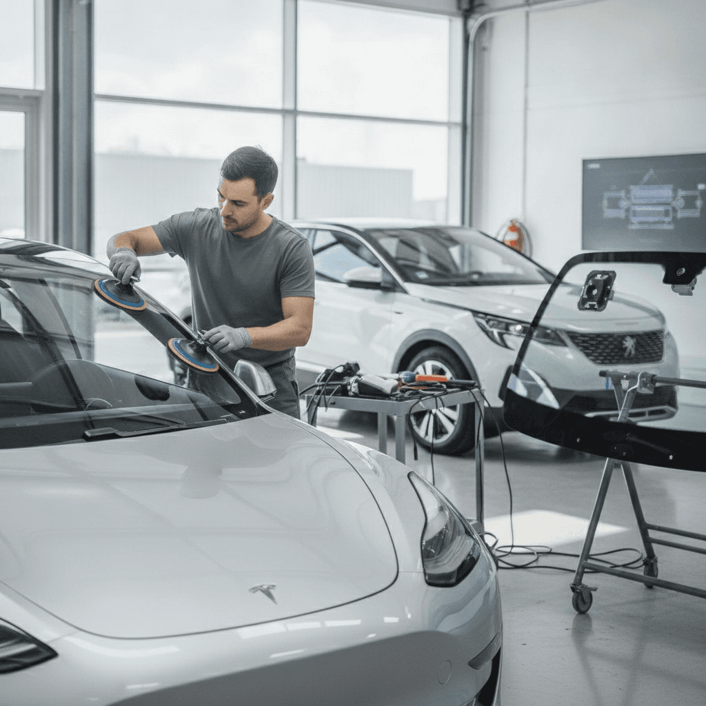 Pare-brise de Tesla, Peugeot et Renault avec caméra ADAS et calibrage à domicile